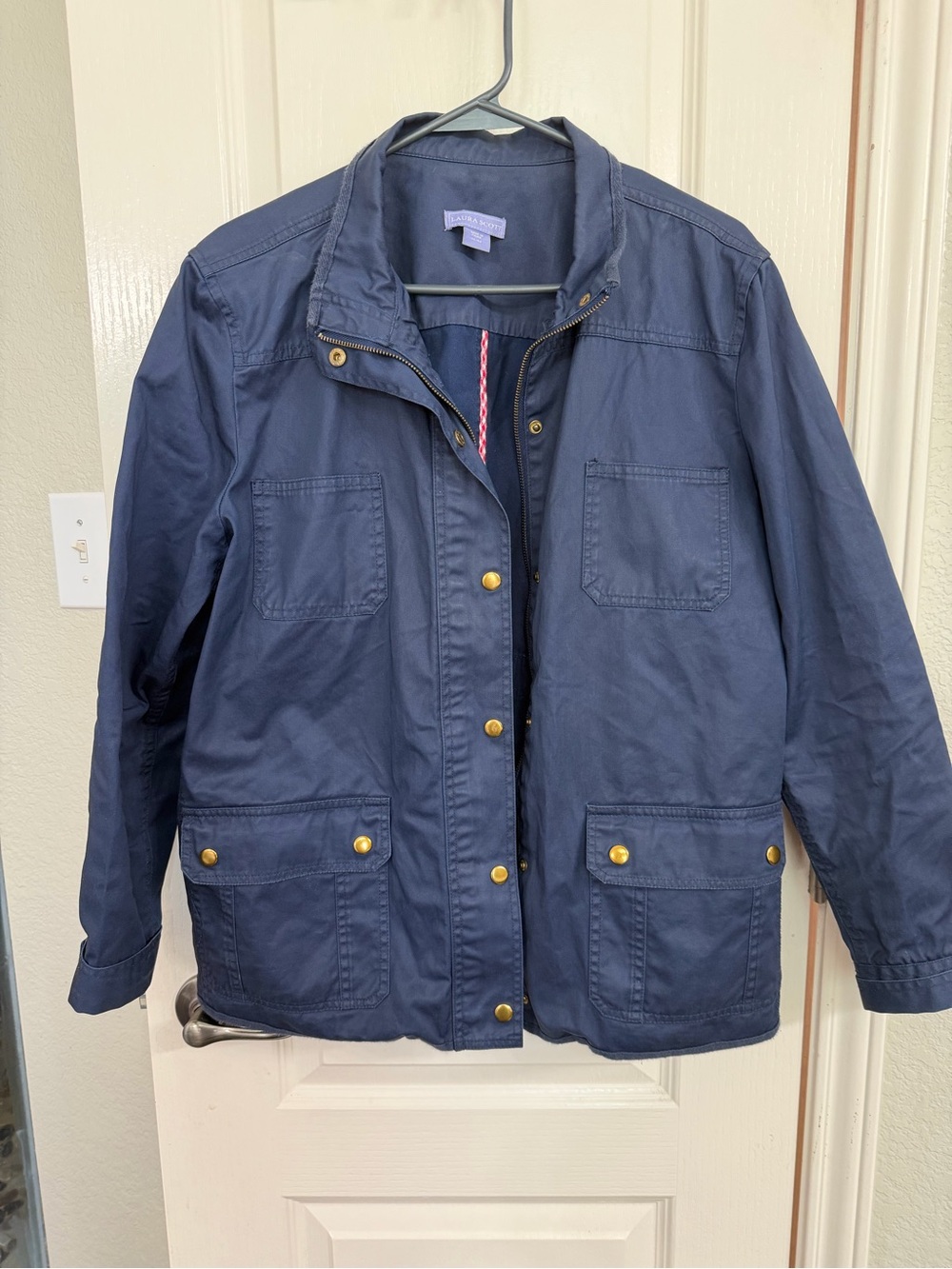 Laura Scott Navy Field Jacket with Gold Hardware - Women's
